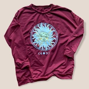 Red Celestial Long Sleeve Top